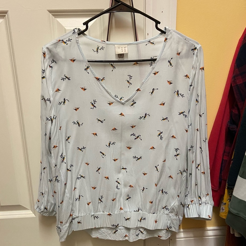 Light blue bird blouse